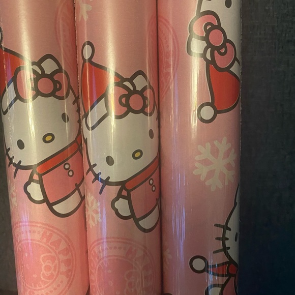 HELLO KITTY Christmas PINK SANTA HAT Holiday GIFT Wrapping Paper 150sq ft-3rolls - Picture 4 of 4